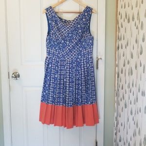 Eva Franco Peach and Blue Fit and Flare Dress